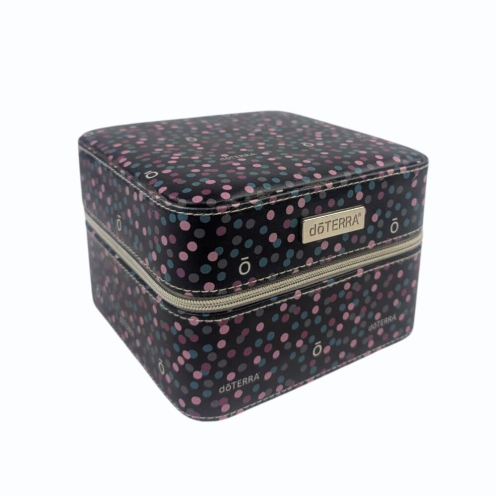 doTerra Hard Side Essential Oil Zipper Storage Case Polka Dot Purple Interior